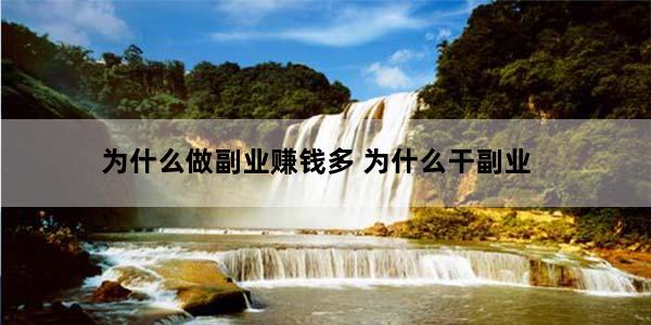 为什么做副业赚钱多 为什么干副业